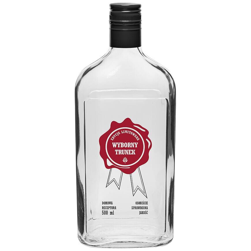 Fľaša 500 ml s uzáverom na závit, potlač wybornytrunek 2-fareb.