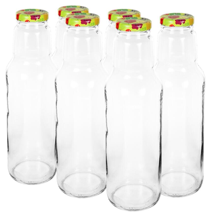 Fľaša na šťavu 750 ml s uzáverom na závit, fi43 - 6 ks