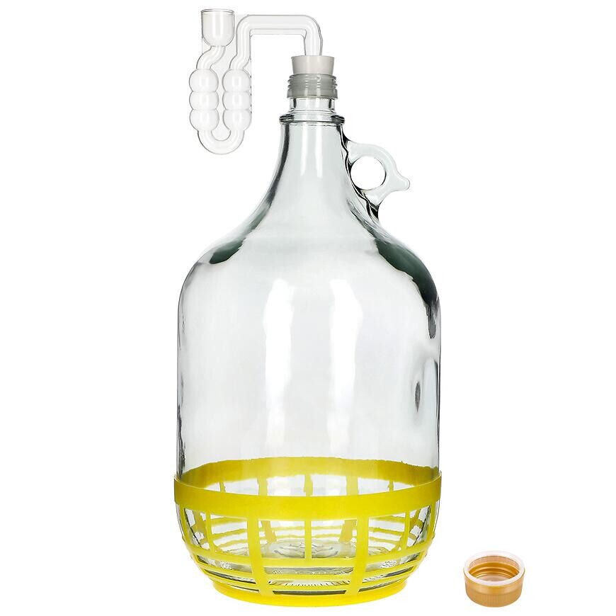 Demižón dama 5 l s korkom s fermentačnou rúrkou a s uzáverom