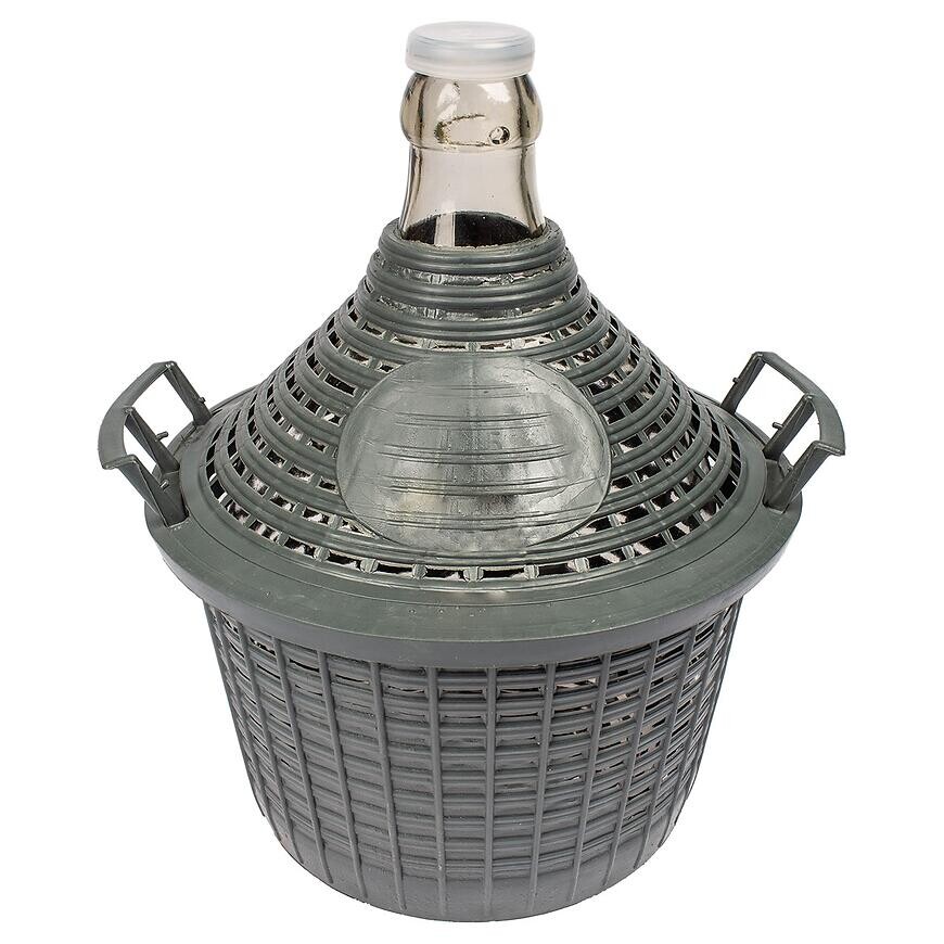 Demižón na víno 5 l v plastovom košíku