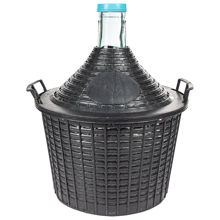 Demižón na víno 10 l v plastovom košíku