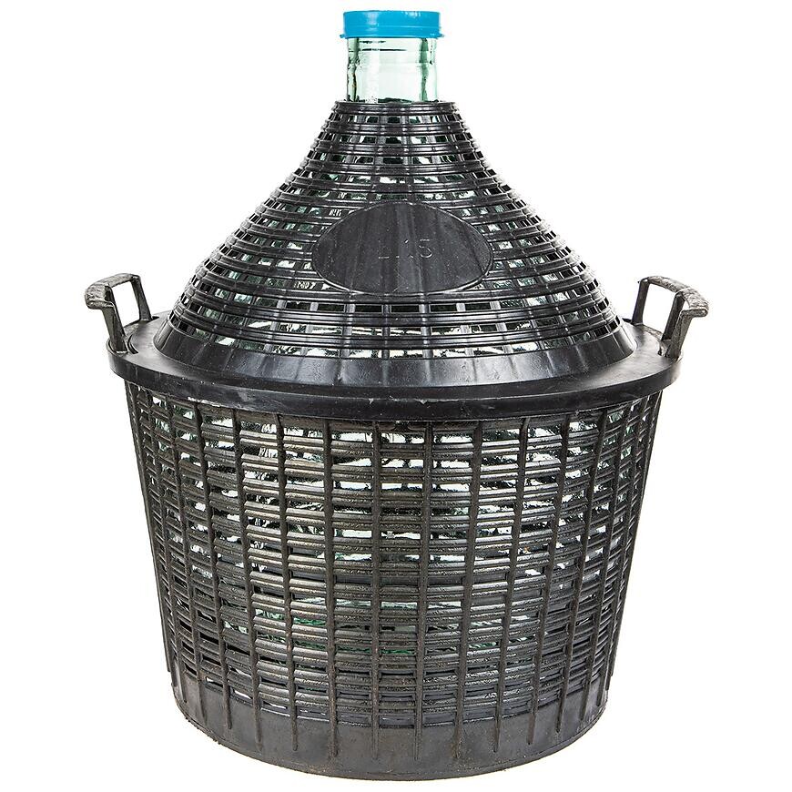 Demižón na víno 15 l v plastovom košíku