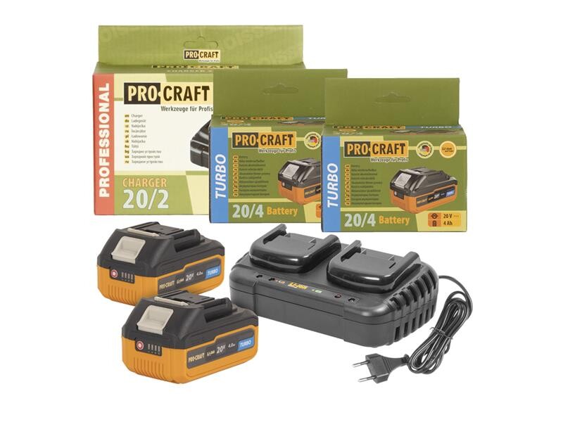 Súprava nabíjačky a batérie PROCRAFT S20-4TURBO/20-2