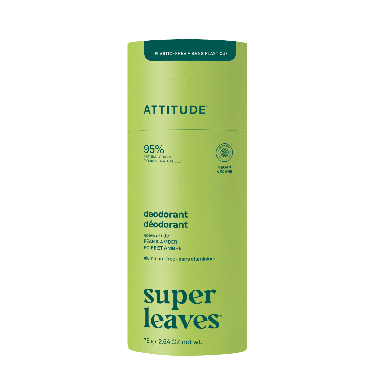 ATTITUDE Prírodný dezodorant Super leaves  - Hruška a amber bezplast 75 g