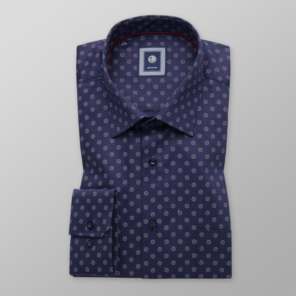 Košeľa klasická hnedý bodkovaný vzor (výška 176 - 182) 11084