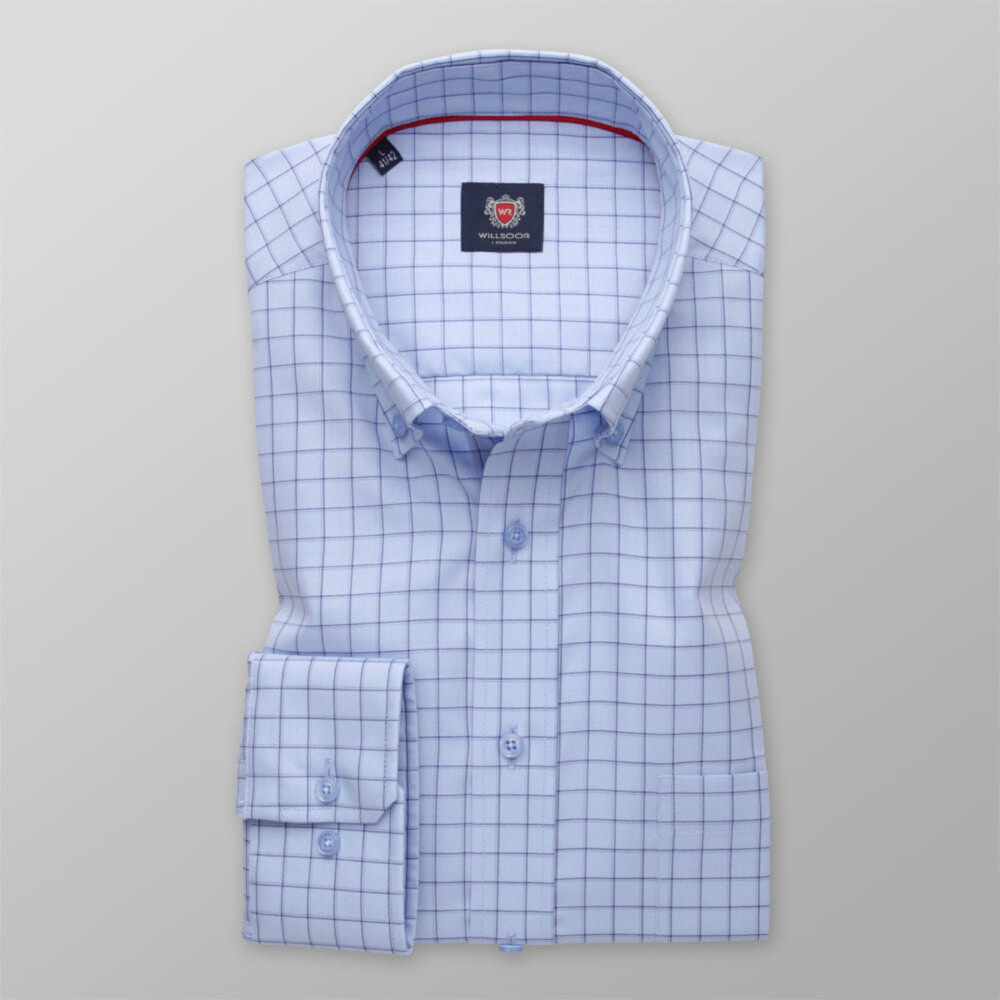 Klasická pánska košeľa svetlomodrá s károvaným vzorom 13235