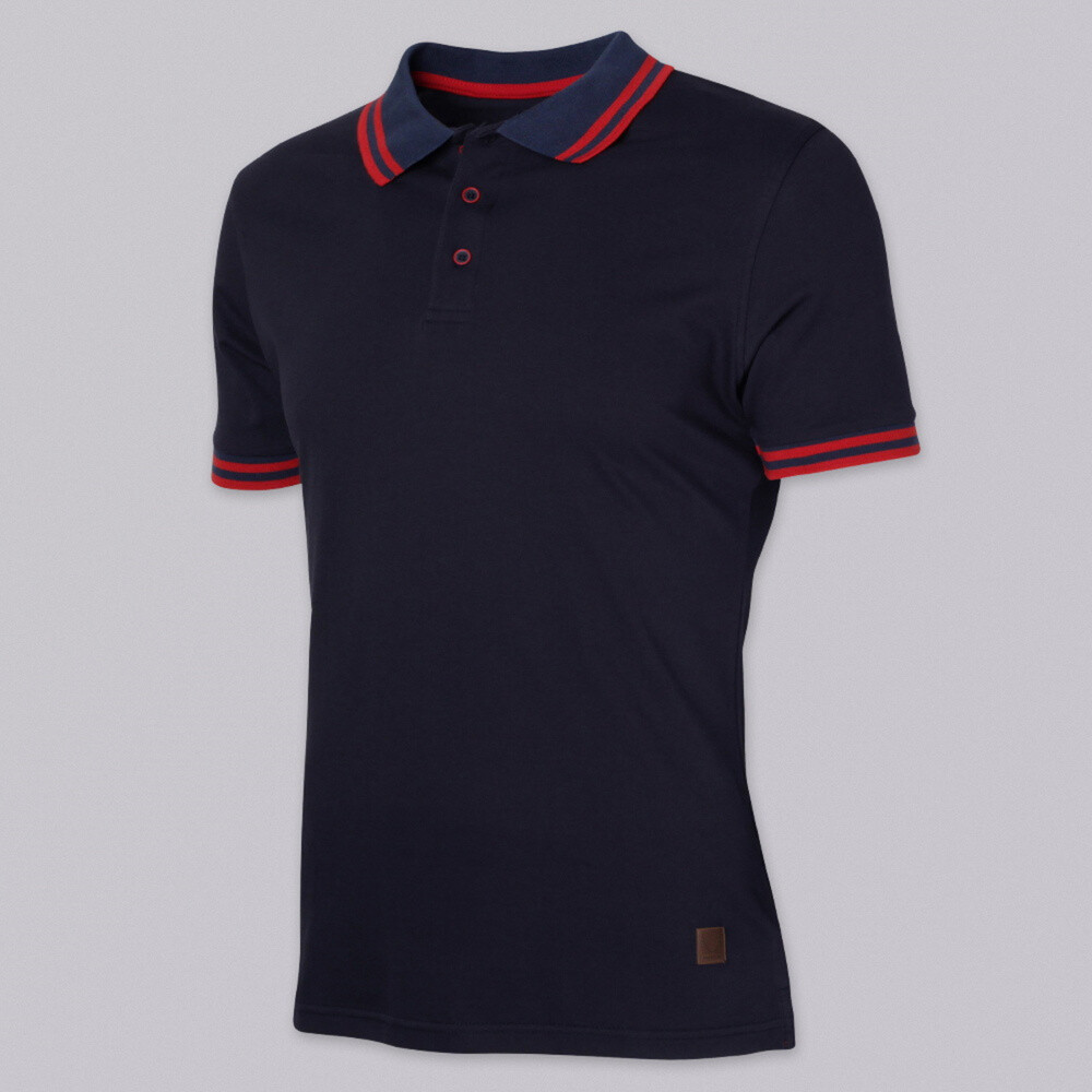 Pánske polotričko tmavomodrej farby s červenými kontrastmi 14320