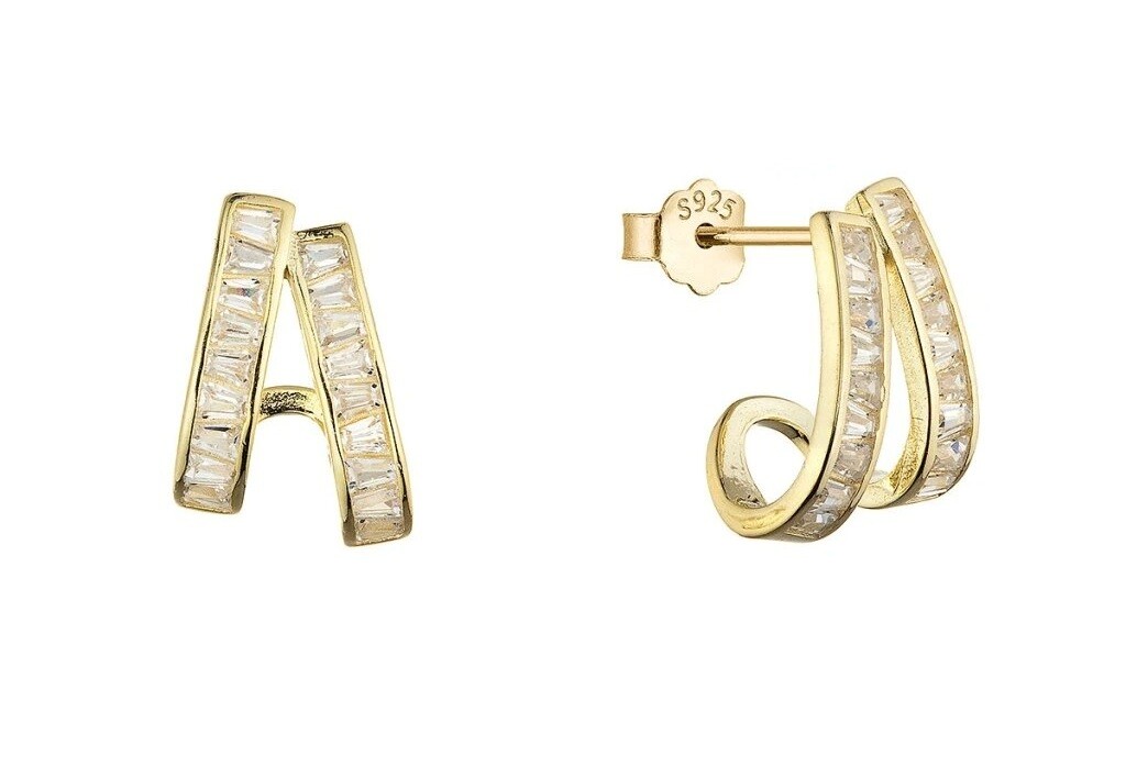 Evolution Group Elegantné pozlátené náušnice so zirkónmi 11772.1