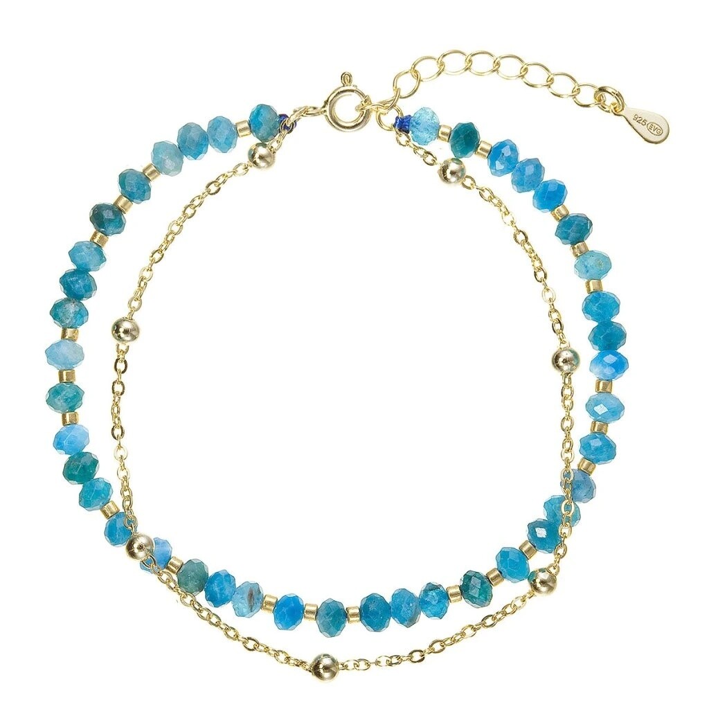 Evolution Group Dvojitý pozlátený náramok s apatitmi 13115.3