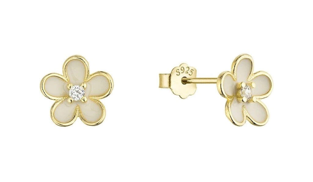 Evolution Group Pozlátené náušnice Kytičky so zirkónom 11753.1