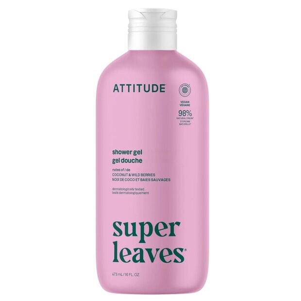 Attitude Sprchový gél Super Leaves Kokos a lesné plody 473 ml