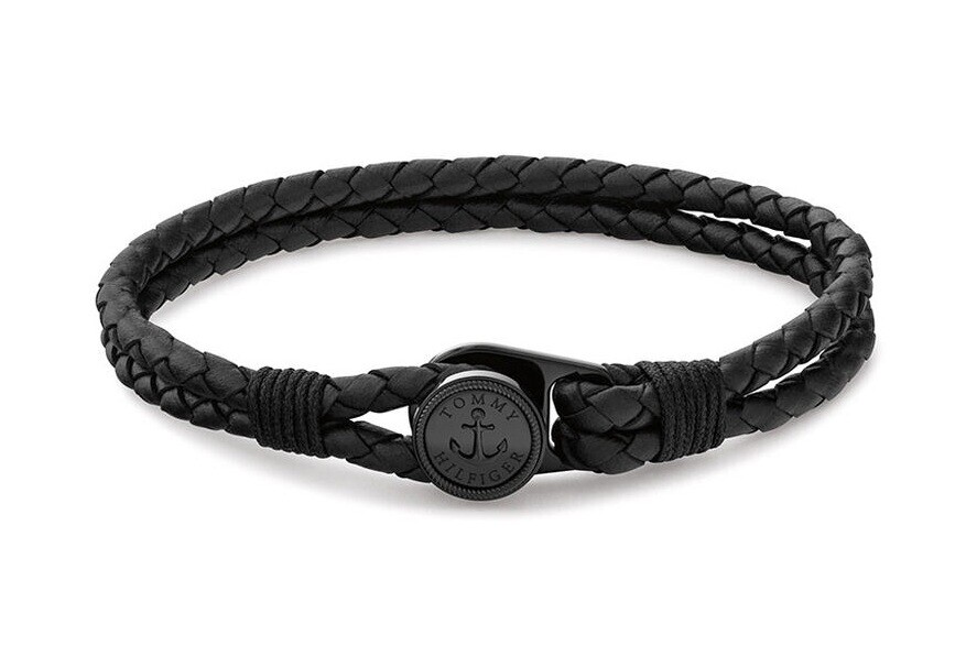 Tommy Hilfiger Čierny kožený náramok Nautical 2790693 17,5 cm