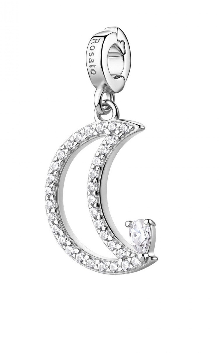 Rosato Strieborný prívesok Mesiac s kubickými zirkónmi Storie RZ262R