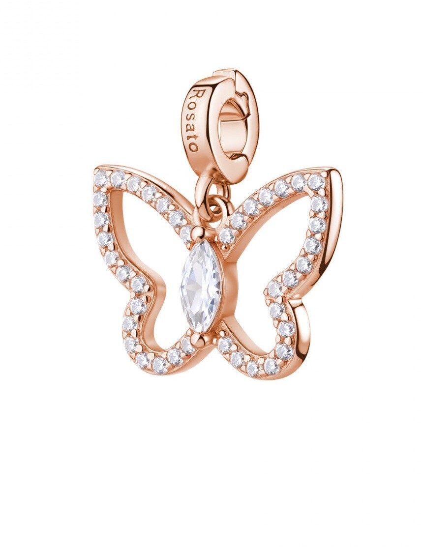Rosato Pozlátený prívesok Motýlik s kubickými zirkónmi Storie RZ264