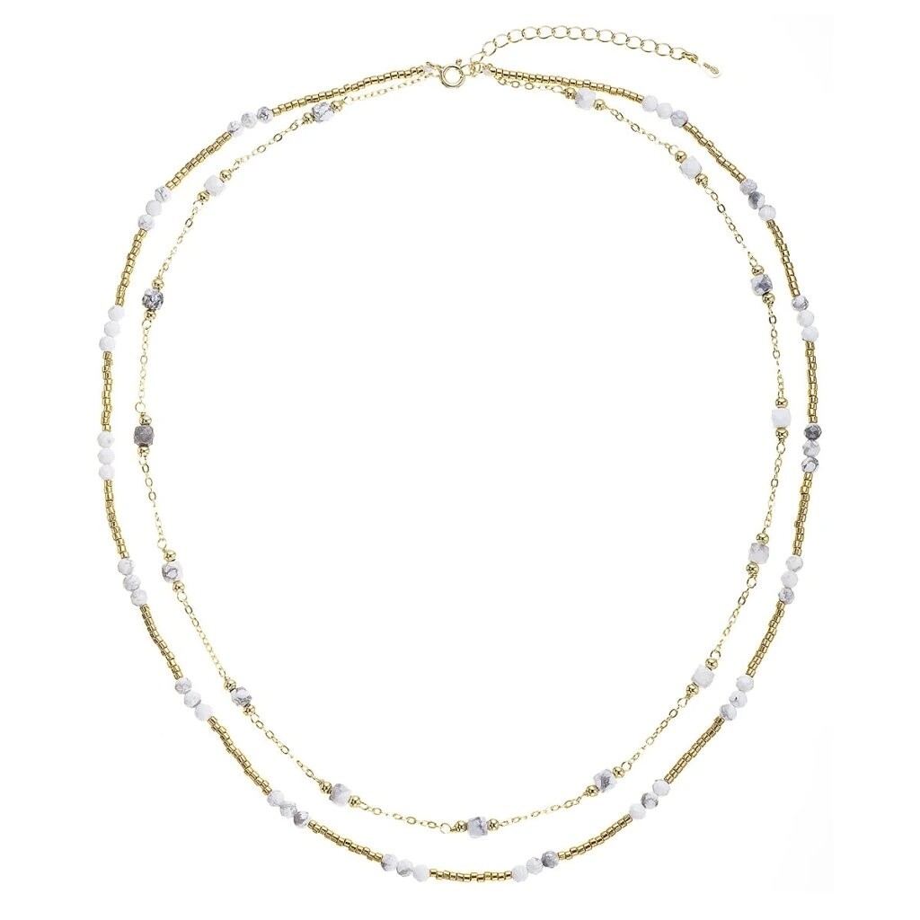 Evolution Group Dvojitý pozlátený náhrdelník s howlitmi 12183.1