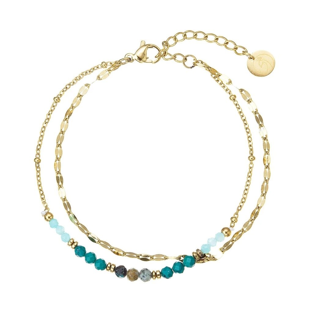 Evolution Group Dvojitý pozlátený náramok s africkým tyrkysom 43106.3