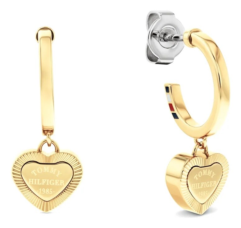 Tommy Hilfiger Kruhové náušnice so srdiečkami Layered 2781014