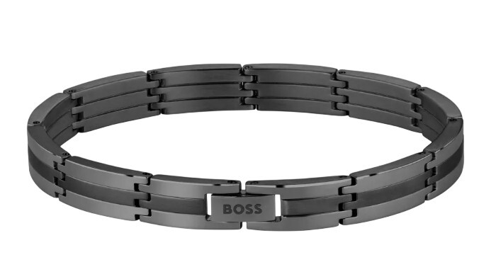 Hugo Boss Čierny oceľový náramok pre mužov Brooks 1580804