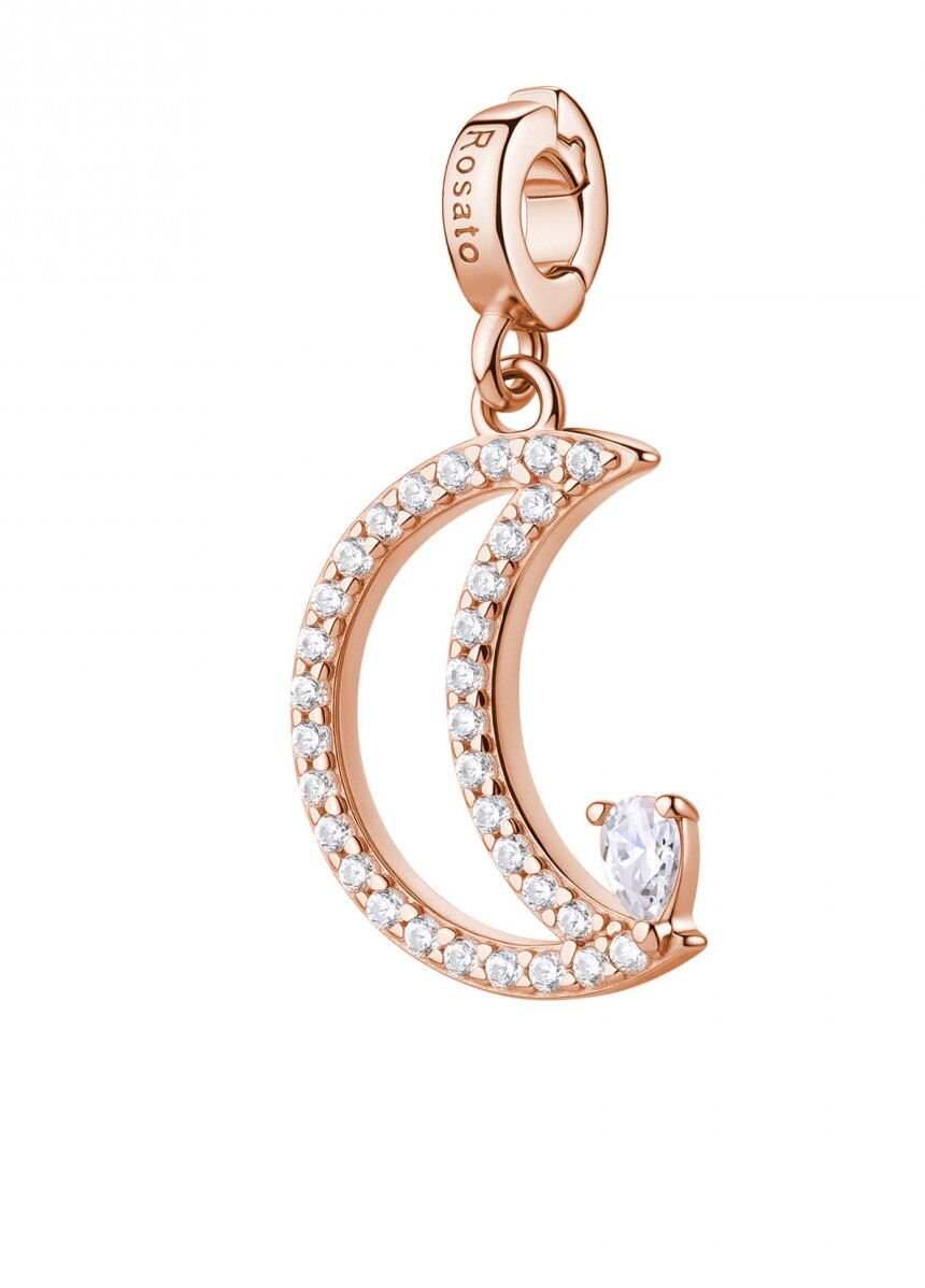 Rosato Pozlátený prívesok Mesiac s kubickými zirkónmi Storie RZ262