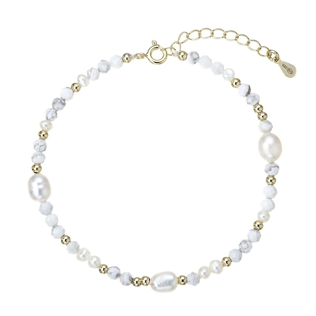 Evolution Group Pozlátený náramok s perlami a howlity 13113.1