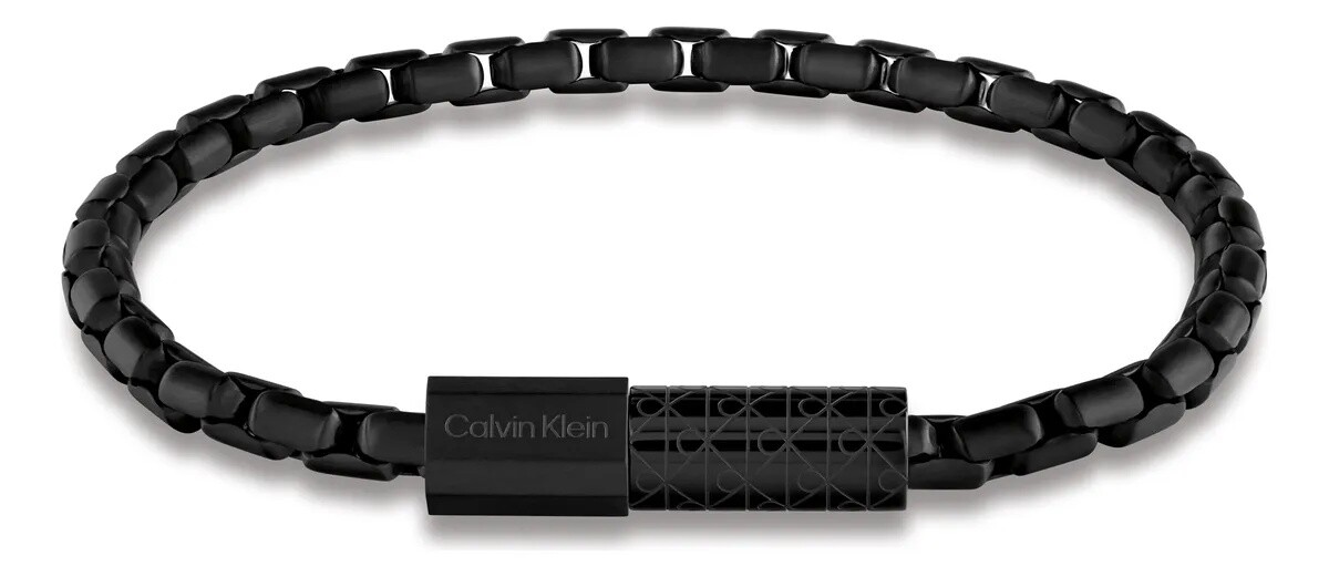 Calvin Klein Pánsky čierny náramok z ocele Contoured Barrel 35100096