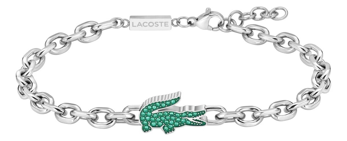 Lacoste Oceľový náramok so zelenými kryštálmi Arthor 2040610