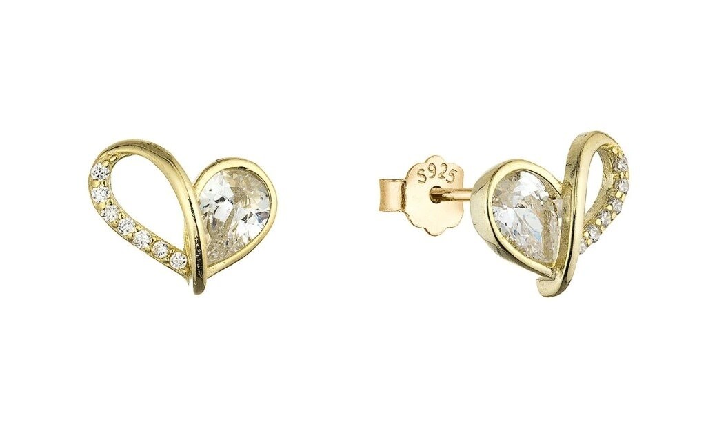 Evolution Group Pozlátené srdiečkové náušnice s čírymi zirkónmi 11751.1