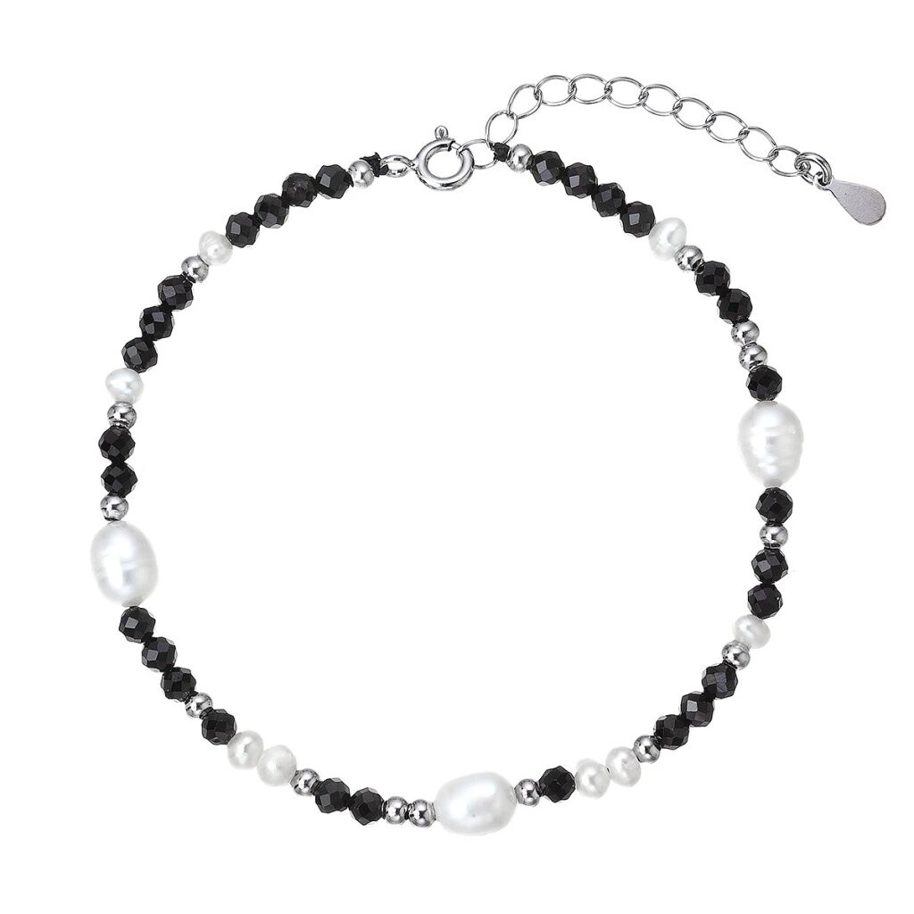 Evolution Group Strieborný náramok s perlami a spinelmi 13113.3