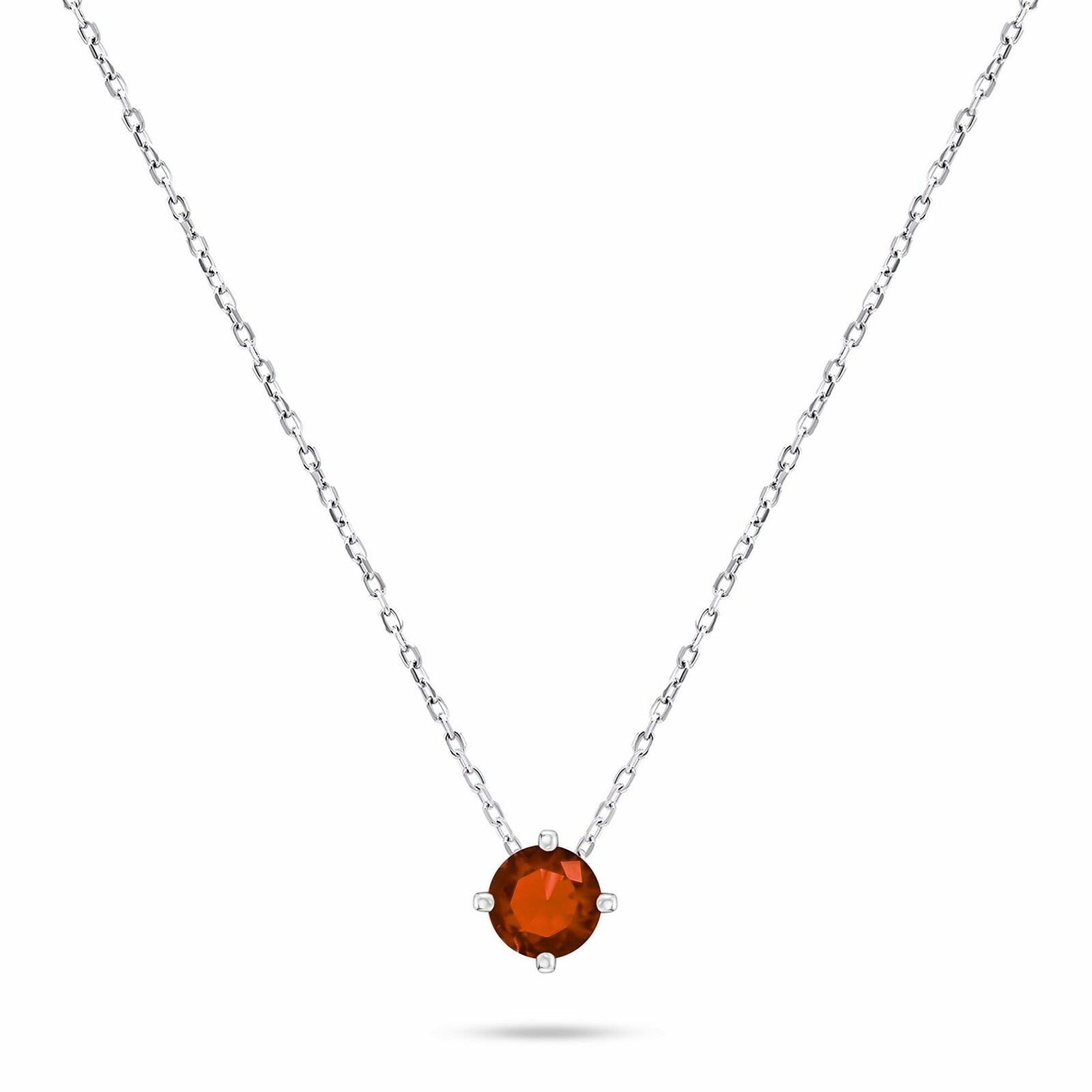 Brilio Silver Minimalistický strieborný náhrdelník s oranžovým zirkónom NCL73WGR