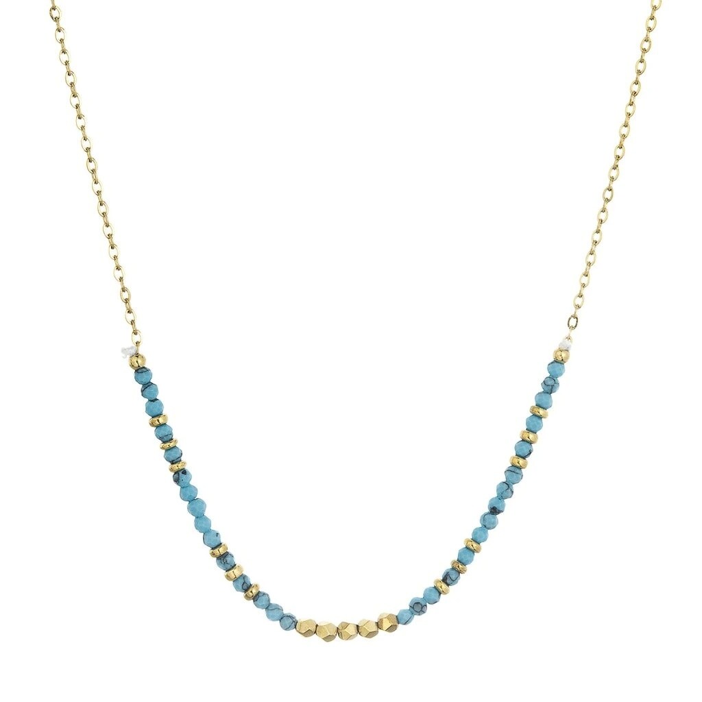 Evolution Group Pozlátený oceľový náhrdelník s tyrkysom 42034.3