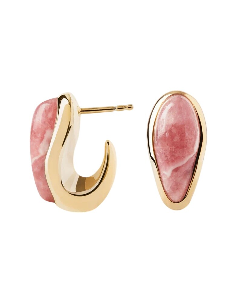 PDPAOLA Pozlátené náušnice s rodochrozitom LUNA AR01-G03-U