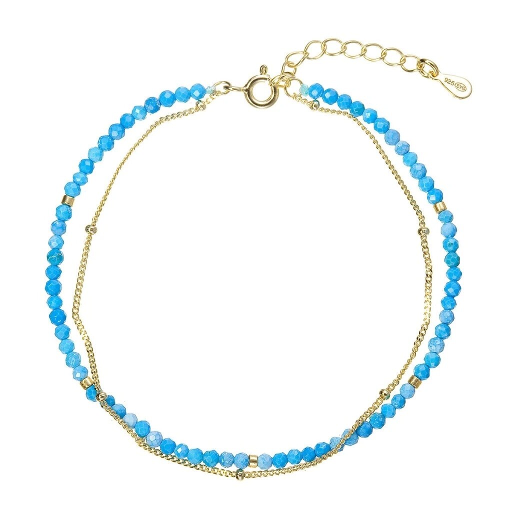 Evolution Group Dvojitý pozlátený náramok s modrými howlitmi 13114.3