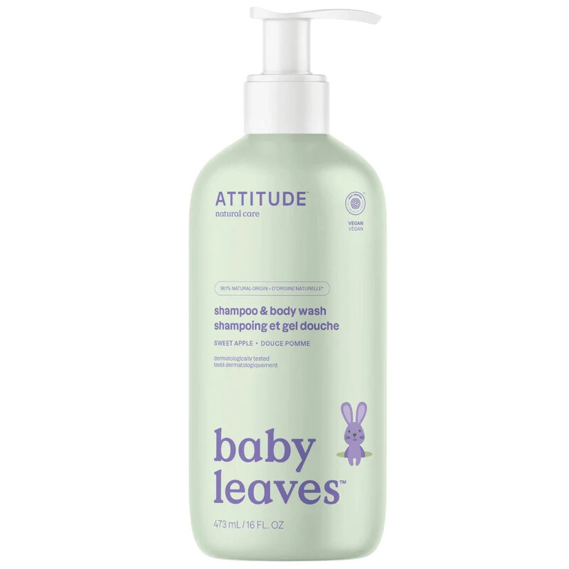 Attitude Detské telové mydlo a šampón Baby Leaves Jablko 473 ml