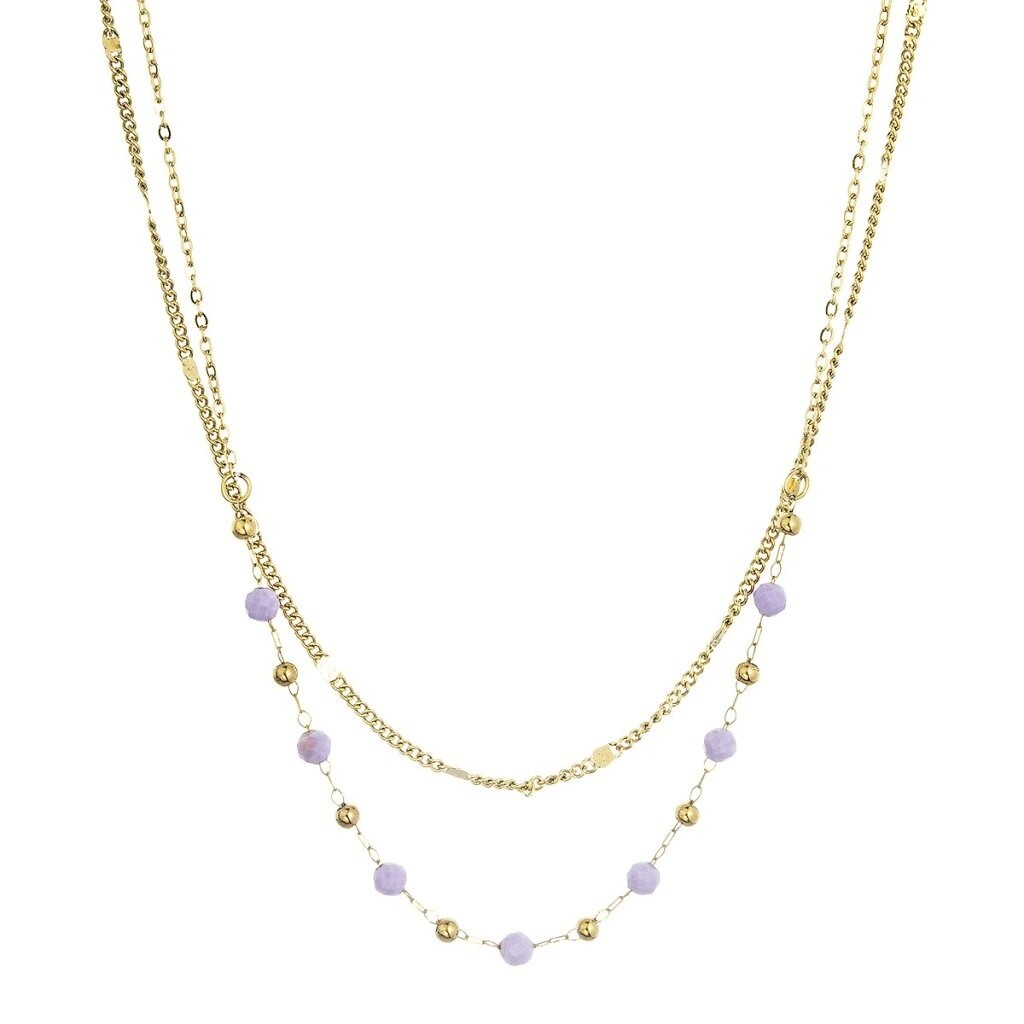 Evolution Group Dvojitý pozlátený náhrdelník s ametystom 42029.3