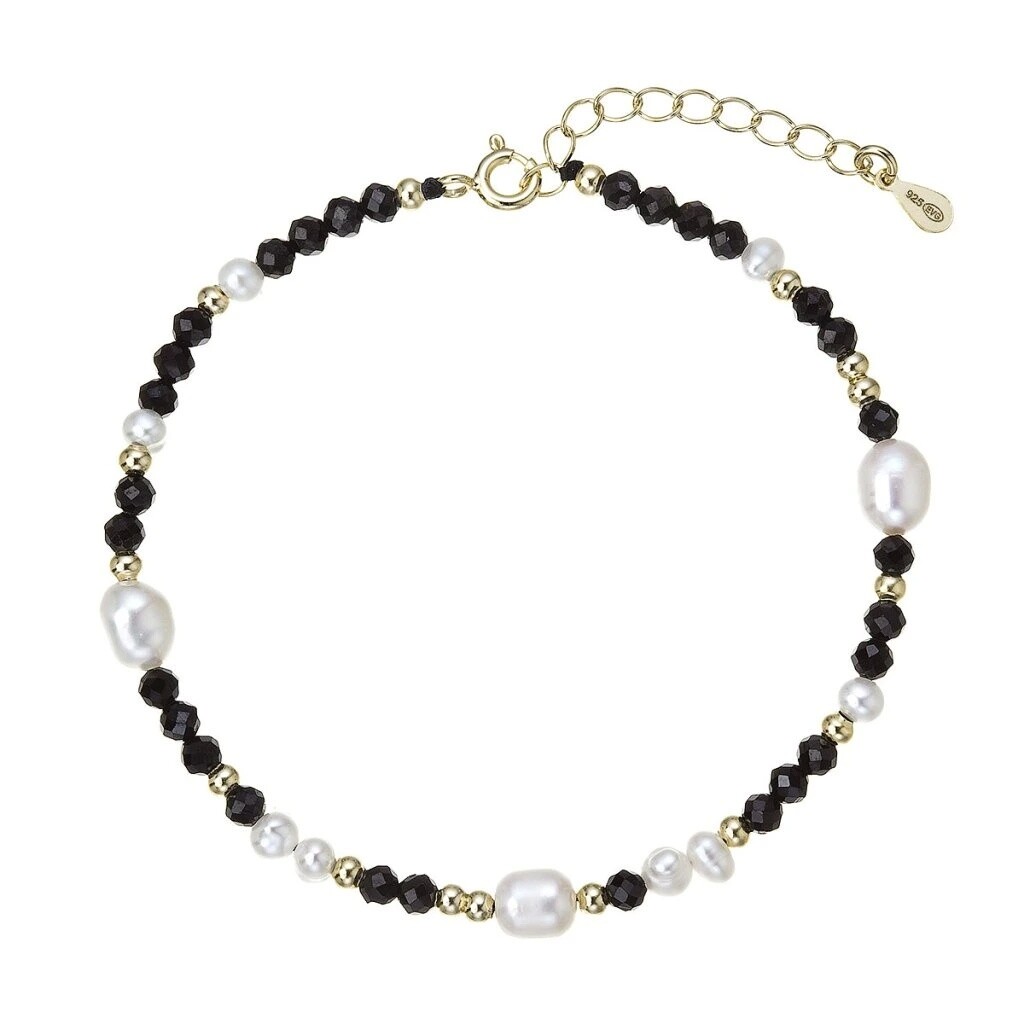 Evolution Group Pozlátený náramok s perlami a spinelmi 13113.3