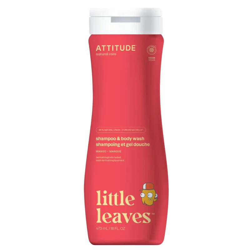 Attitude Detské telové mydlo a šampón Little Leaves Mango 473 ml