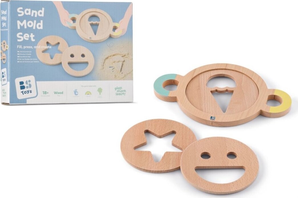 BS Toys Sada dřevěných formiček, vytlačování do písku