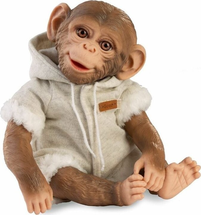 Guca 989 Reborn Opička - realistická opička miminko s měkkým látkovým tělem - 32 cm