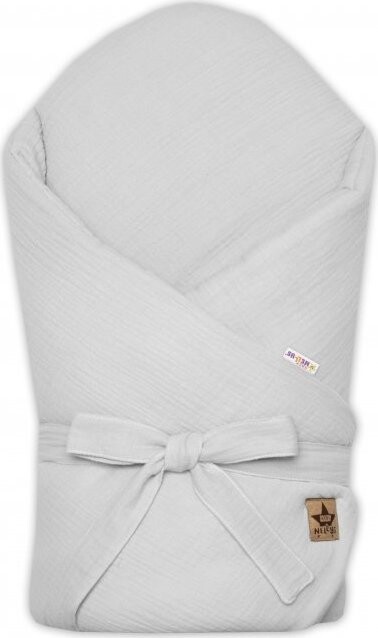 Baby Nellys Mušelínová zavinovačka s výztuží na zavazování 75 × 75 cm, světle šedá