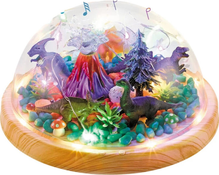 LEAN Toys 27394 Terárium s dinosaurami, nočná lampička s melódiou