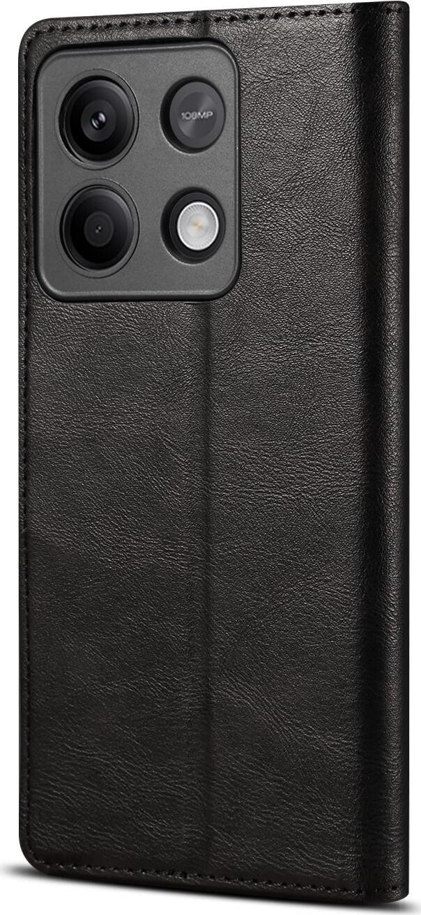 Lenuo Leather flipové puzdro na Xiaomi Redmi Note 13 5G, čierna