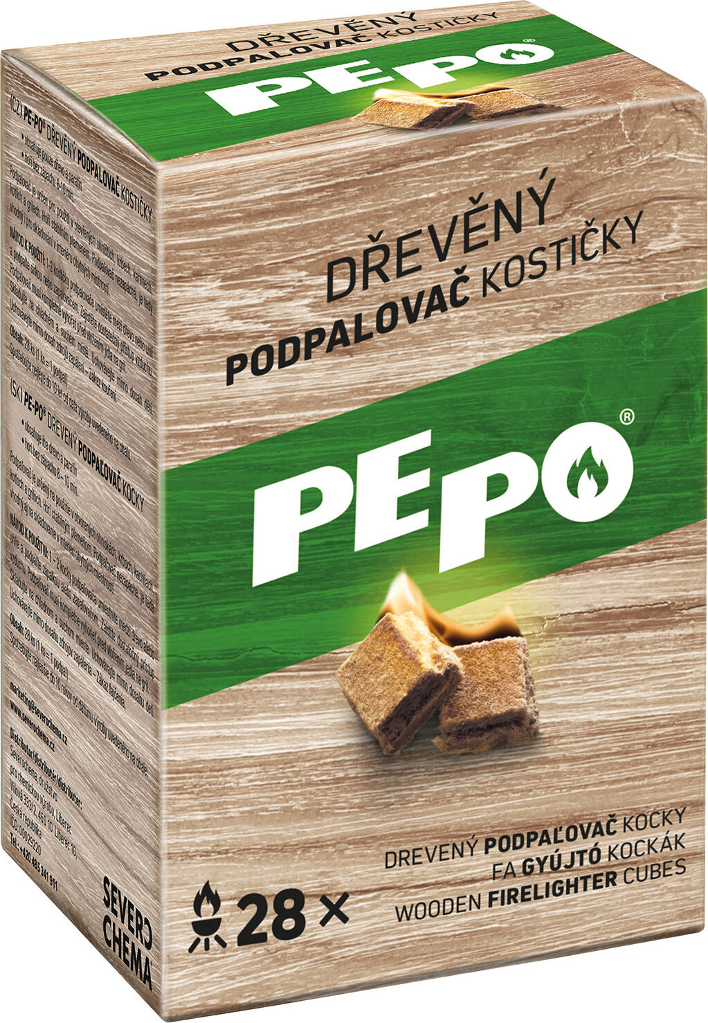 PE-PO Drevený podpaľovač kocky 28 ks
