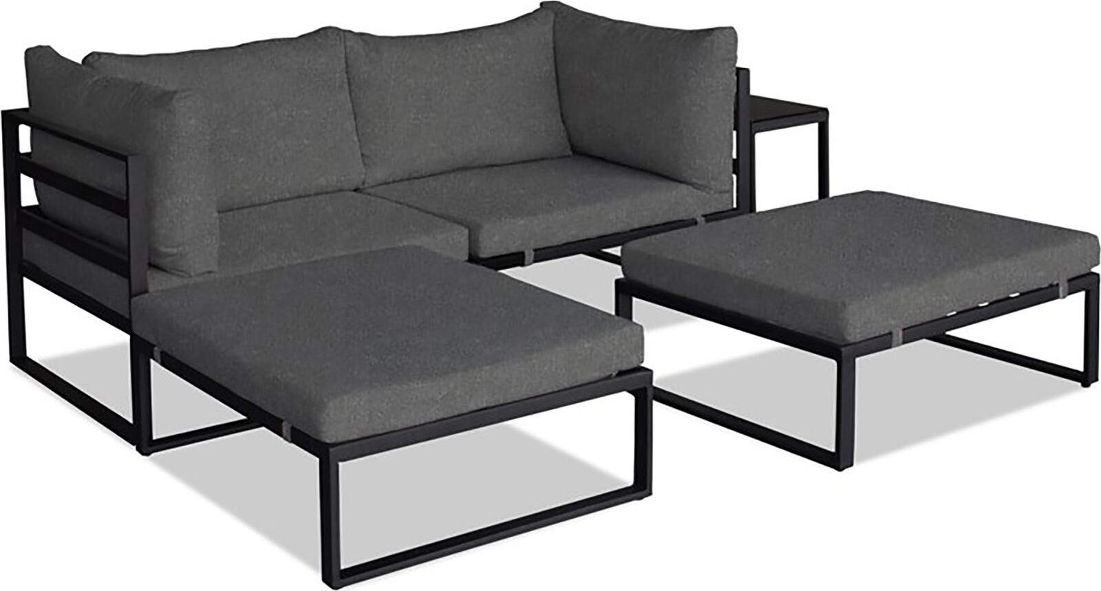 Autronic Záhradná súprava 2 + 1 Ravia, stolík 75 × 30, multifunkčná pohovka, kov antracit