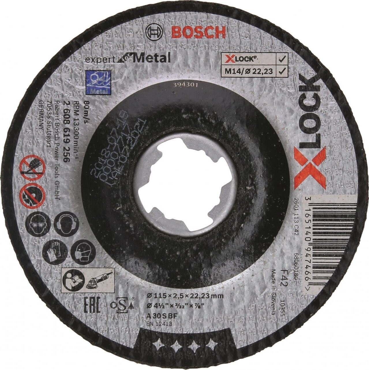 BOSCH Rezanie s presadeným stredom Expert for Metal systému X-LOCK, 115 × 2,5 × 22,23 2.608.619.256