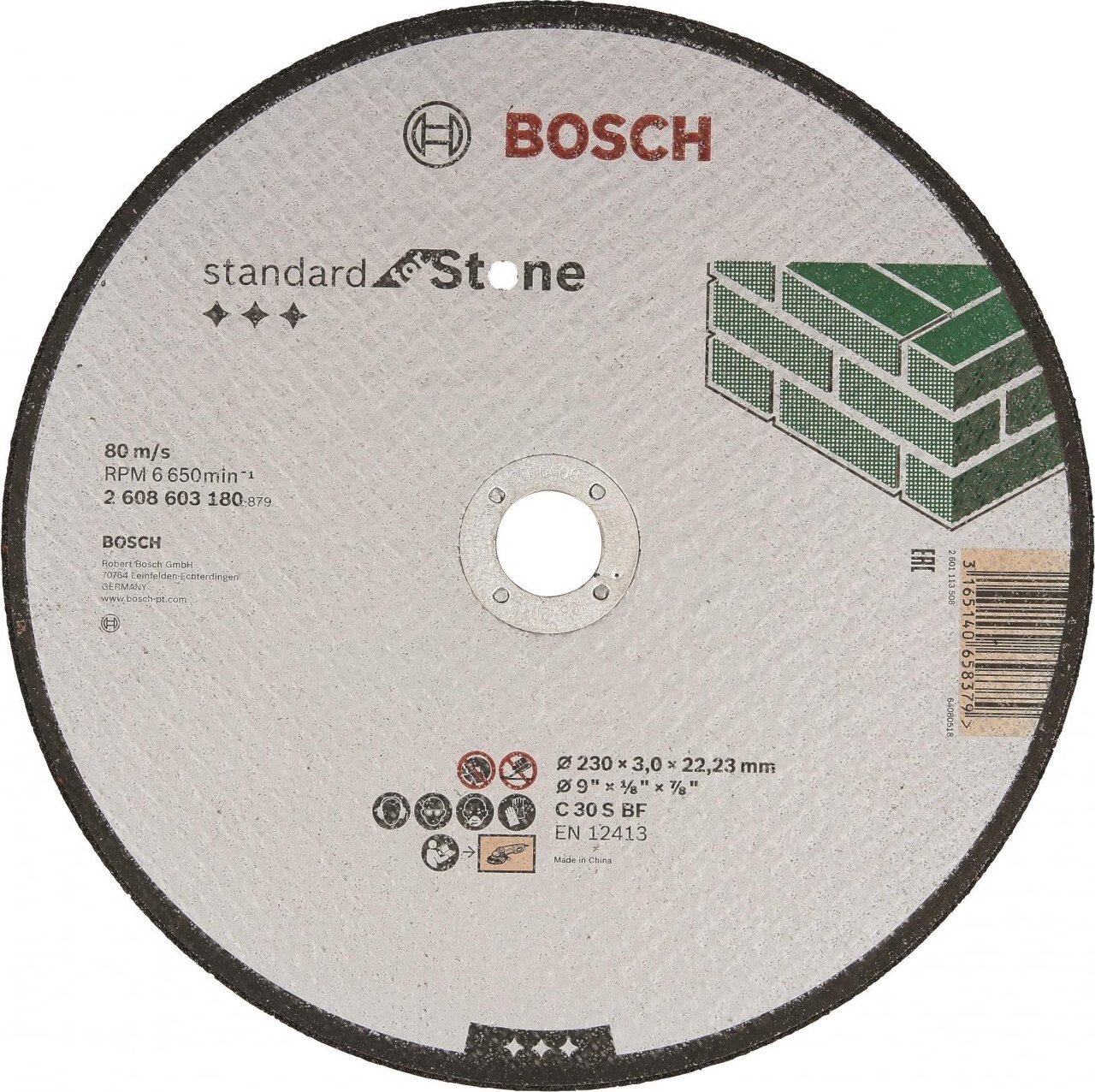 BOSCH Deliaci kotúč rovný Standard for Stone C 30 S BF, 230 mm, 22,23 mm, 3,0 mm 2.608.603.180