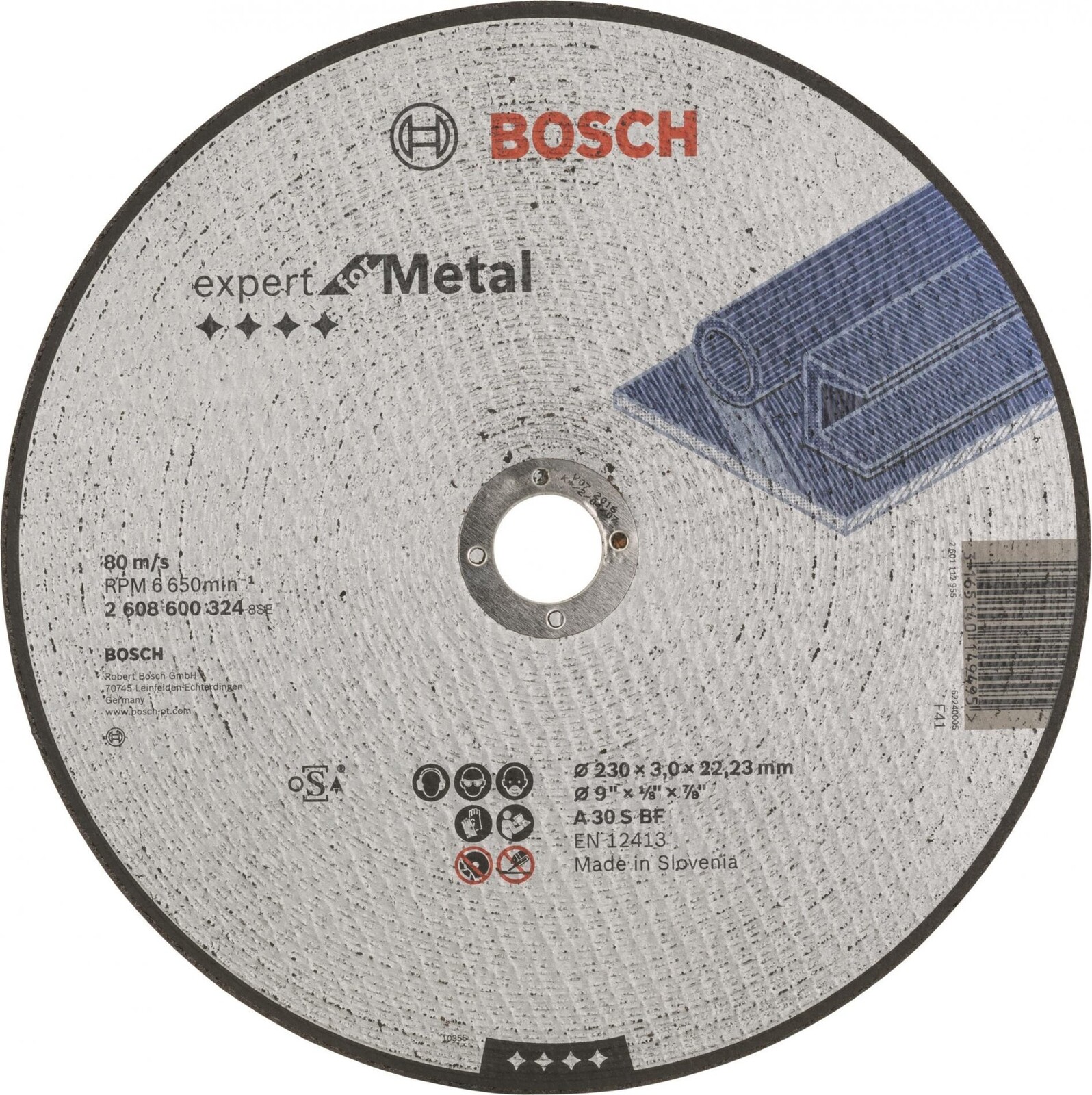 BOSCH Deliaci kotúč rovný Expert for Metal A 30 S BF, 230 mm, 3,0 mm 2.608.600.324