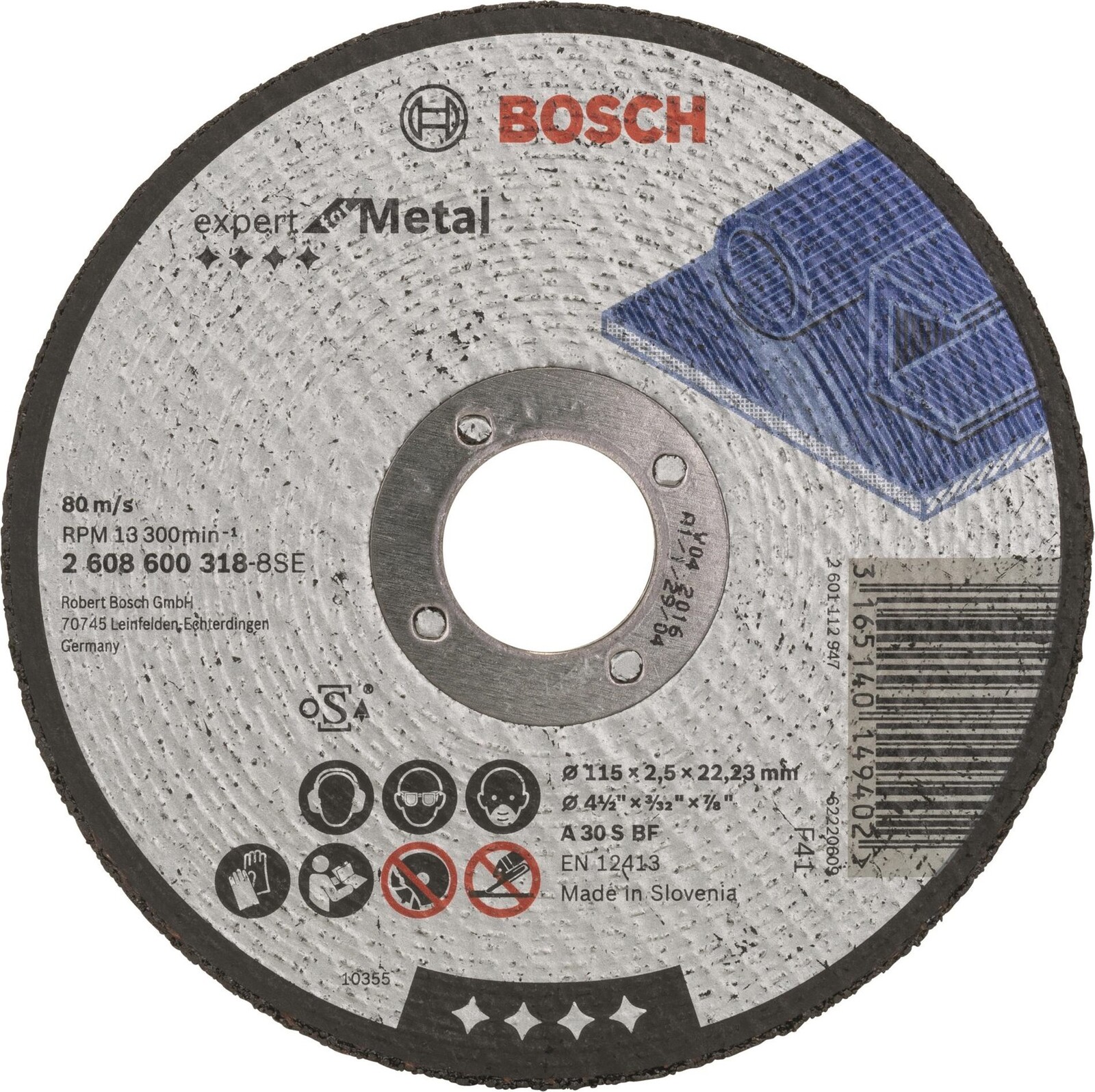 BOSCH Deliaci kotúč rovný Expert for Metal A 30 S BF, 115 mm, 2,5 mm 2.608.600.318
