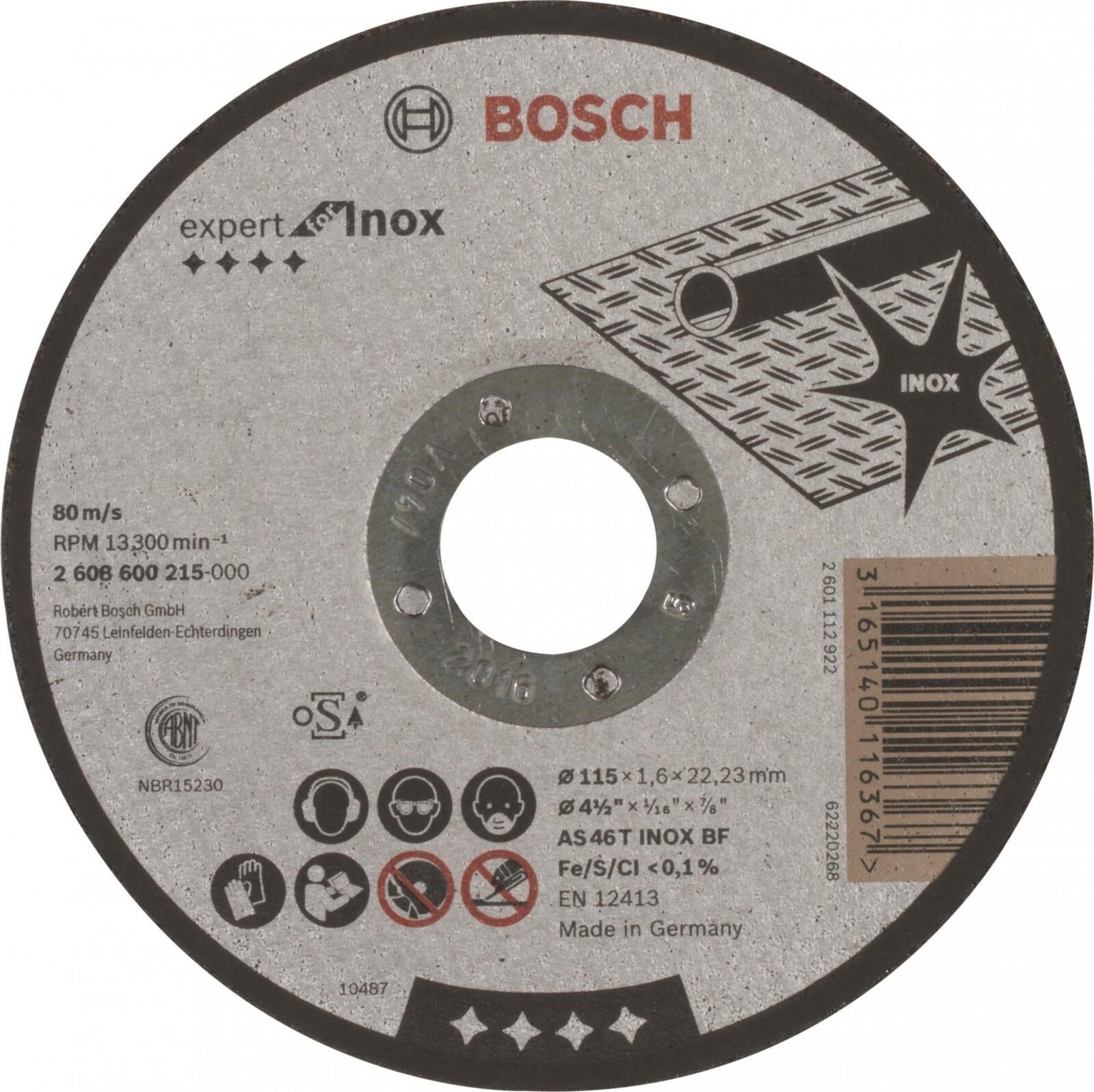 BOSCH Deliaci kotúč rovný Expert for Inox AS 46 T INOX BF, 115 mm, 1,6 mm 2.608.600.215