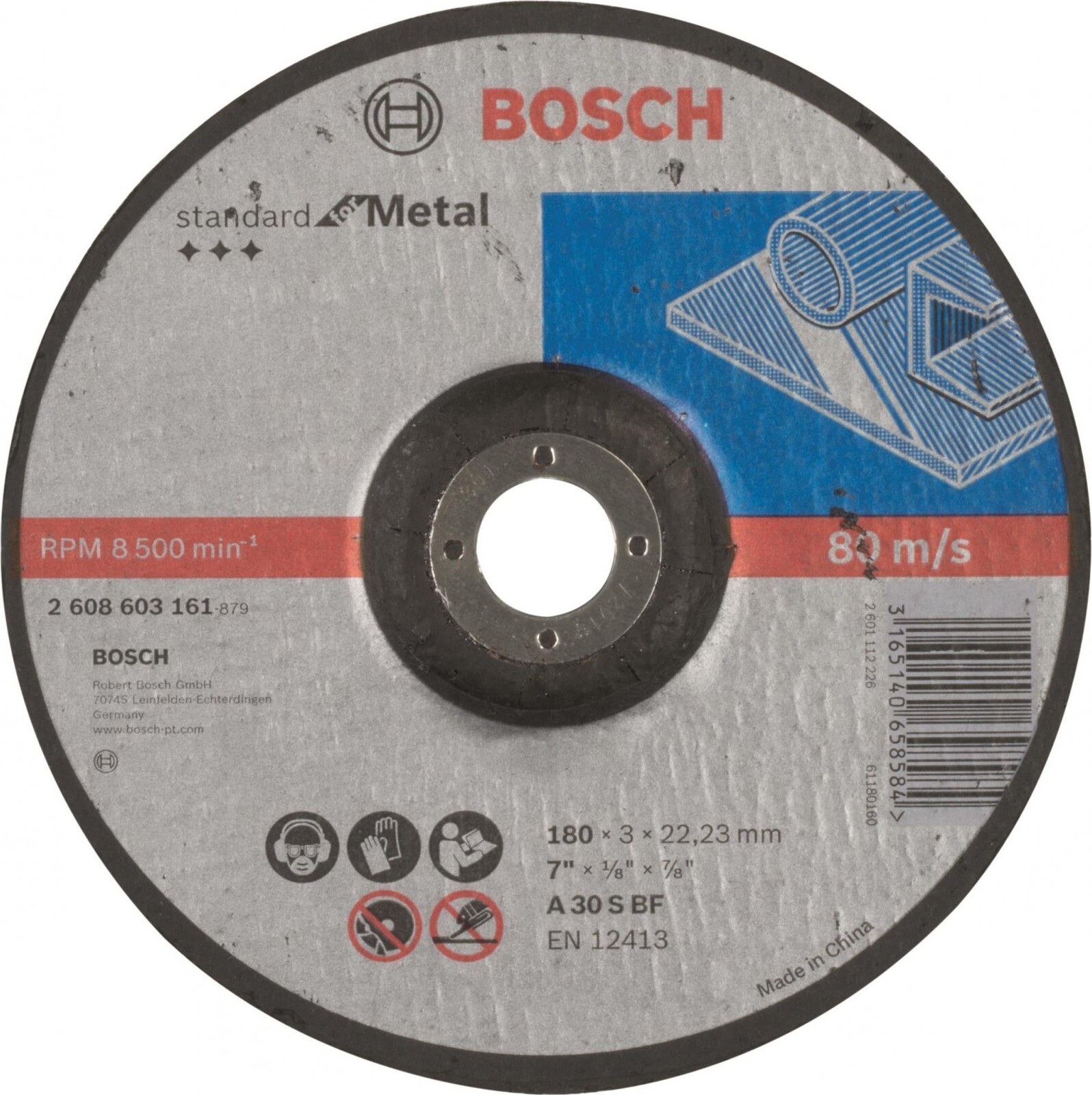 BOSCH Deliaci kotúč profilovaný Standard for Metal A 30 S BF, 180 mm, 22,23 mm, 3,0 mm 2.608.603.161