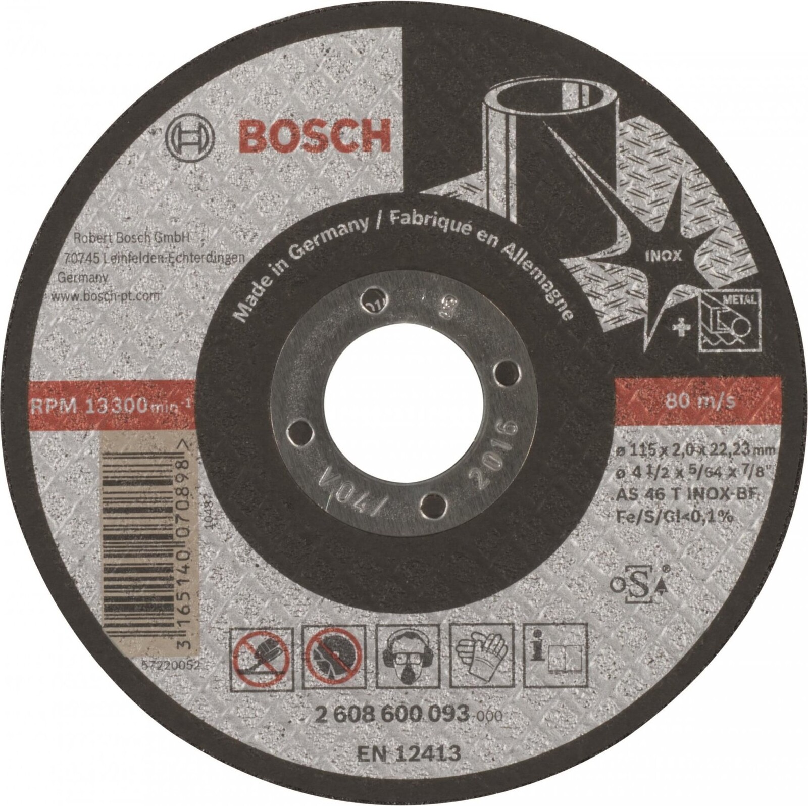 BOSCH Deliaci kotúč rovný Expert for Inox AS 46 T INOX BF, 115 mm, 2,0 mm 2.608.600.093